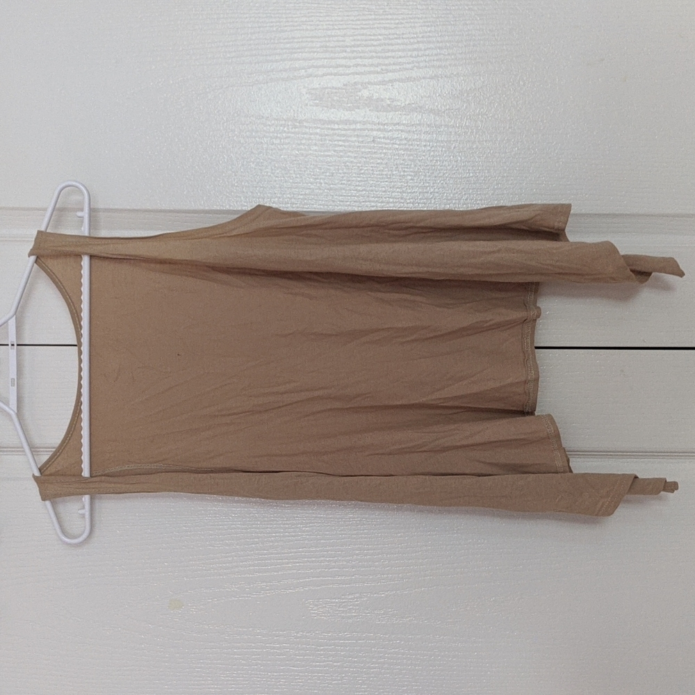 Beige Cotton Sleeveless Cardigan